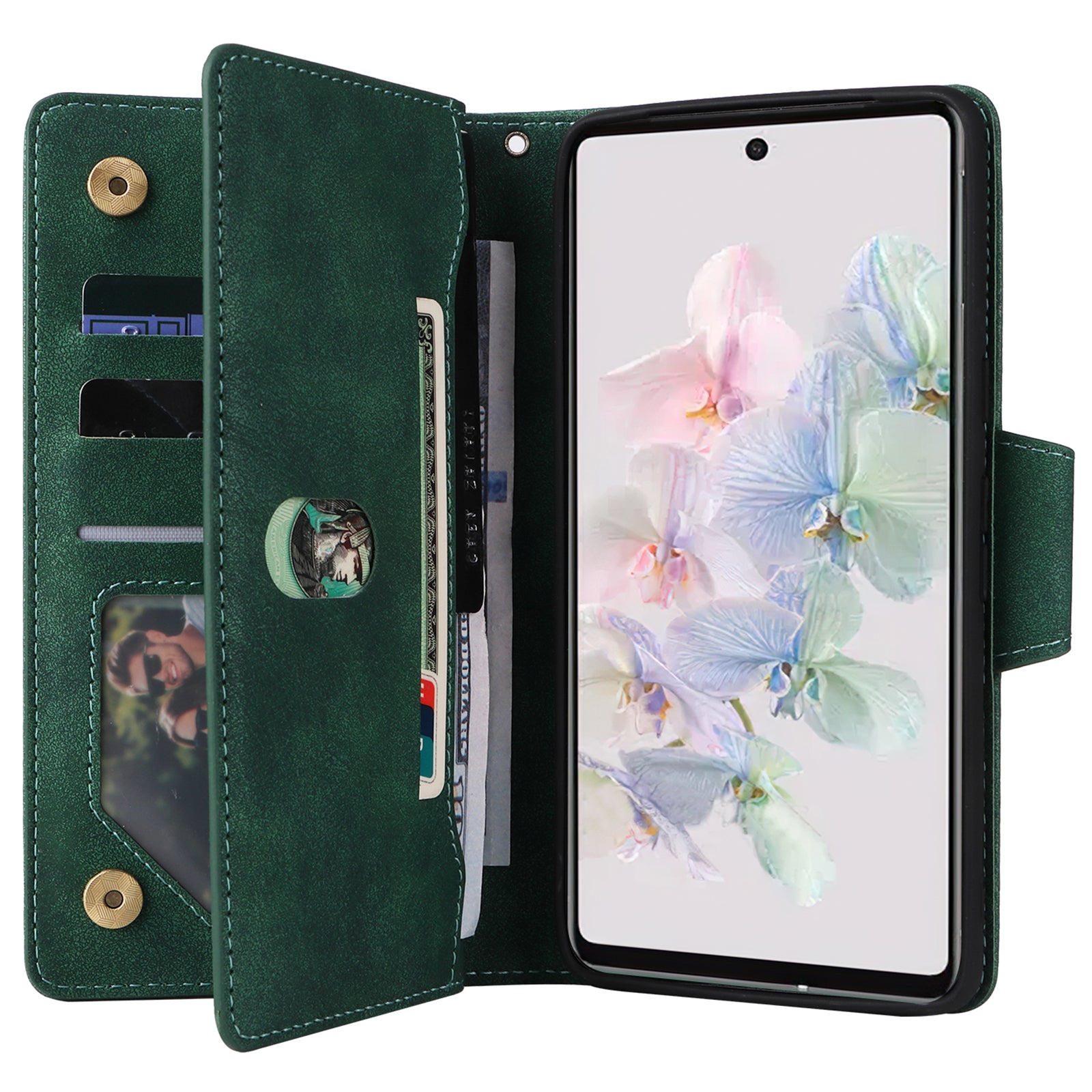 For Google Pixel 7 5G Case Multiple Card Slots Rivet Decor Leather Stand Phone Cover For Google Pixel 7 5G Case Multiple Card Slots Rivet Decor Leather Stand Phone Cover